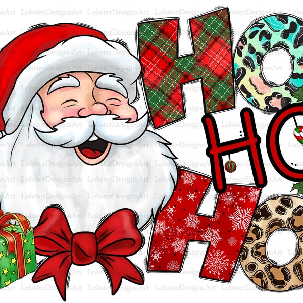 Père Noël Ho Ho Ho Png, Joyeux Noël, Père Noël Png, Père Noël Png, Cadeau Png, Western png, Sublimation Png, Téléchargement numérique