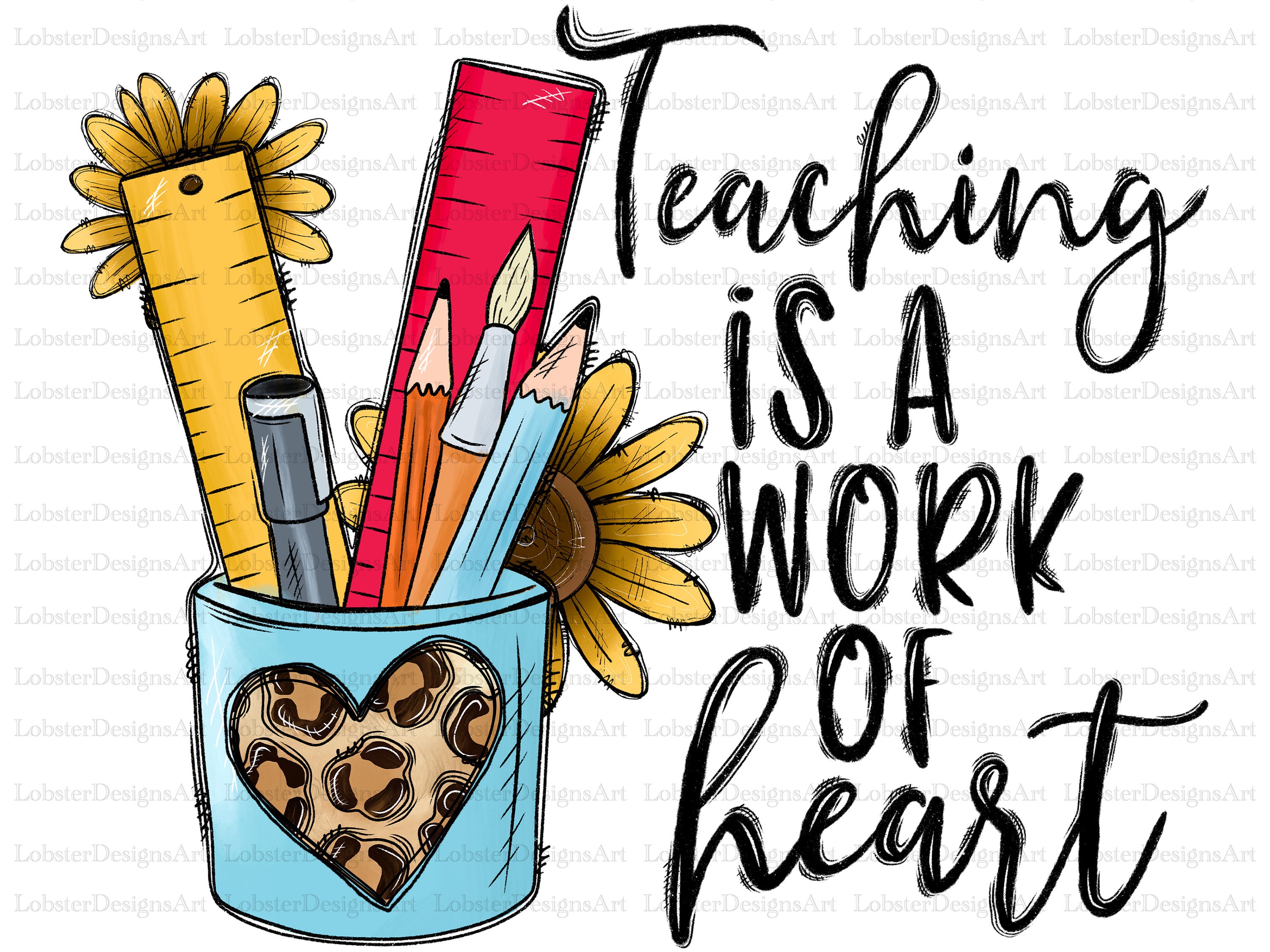 Teaching is a Work of Heart Png Teacher PNG Teacher Crayon Etsy