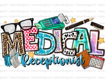 Medical Receptionist Png, Reception Life Png, Vintage Receptionist Clipart, Vintage Nurse Lettering Sublimation Design, Digital download