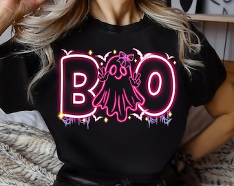 Halloween Boo Girl Neon Png, Halloween Ghost Neon png, Halloween Mama Png, Spooky Season Png, Social Club Png, Girly Coquette Bow Png