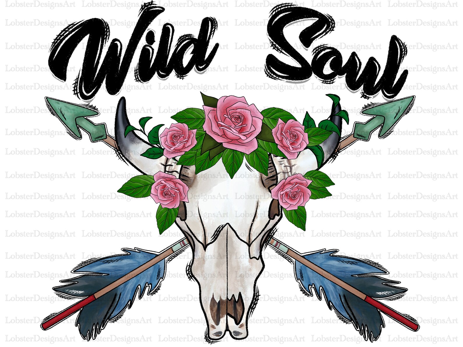 Wild Soul Boho Bull Skull PNG Sublimation Design Bull Skull | Etsy