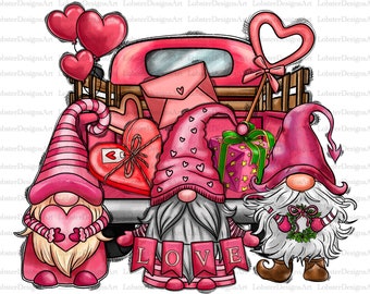 Loads Of Love, Valentines Gnome, Sublimation Design, Valentine's Day Png, Loads of love Png, Valentine Pink Truck Png Downloads, Western png