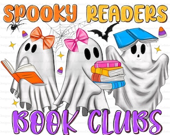 Spooky Readers Book Club Png, Halloween Png, Spooky season png, Halloween png, Witch Halloween png, Book png, Bookish Design, Ghost Png