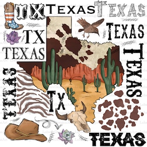 Texas Map PNG, Boho Skull, Digital Downloads, Texas png, Desert, Instant Download, Clipart, Texas Sublimation, State of Texas Png, Hand Draw