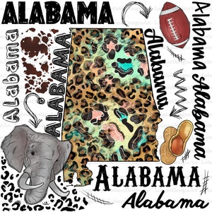 Alabama Sublimation PNG, Alabama Digital Downloads, Alabama png, Instant Download, Sublimation Designs,Alabama Map, Elephant,Alabama Leopard