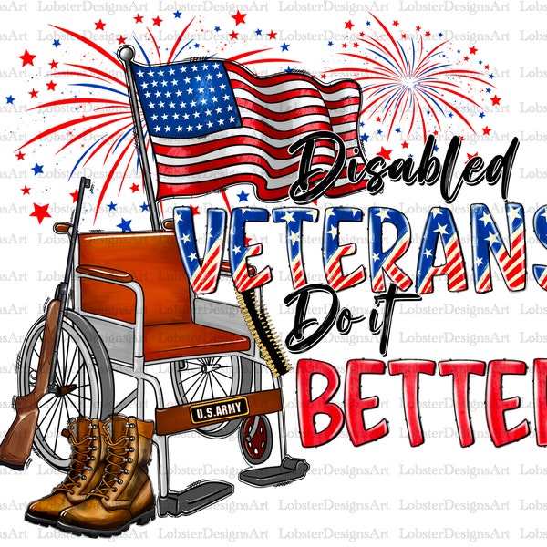 Disabled Veterans Do İt Better  PNG Design, disability accessories, Crutches, Wheelchair, Hand Drawn Digital Download, Disability awareness