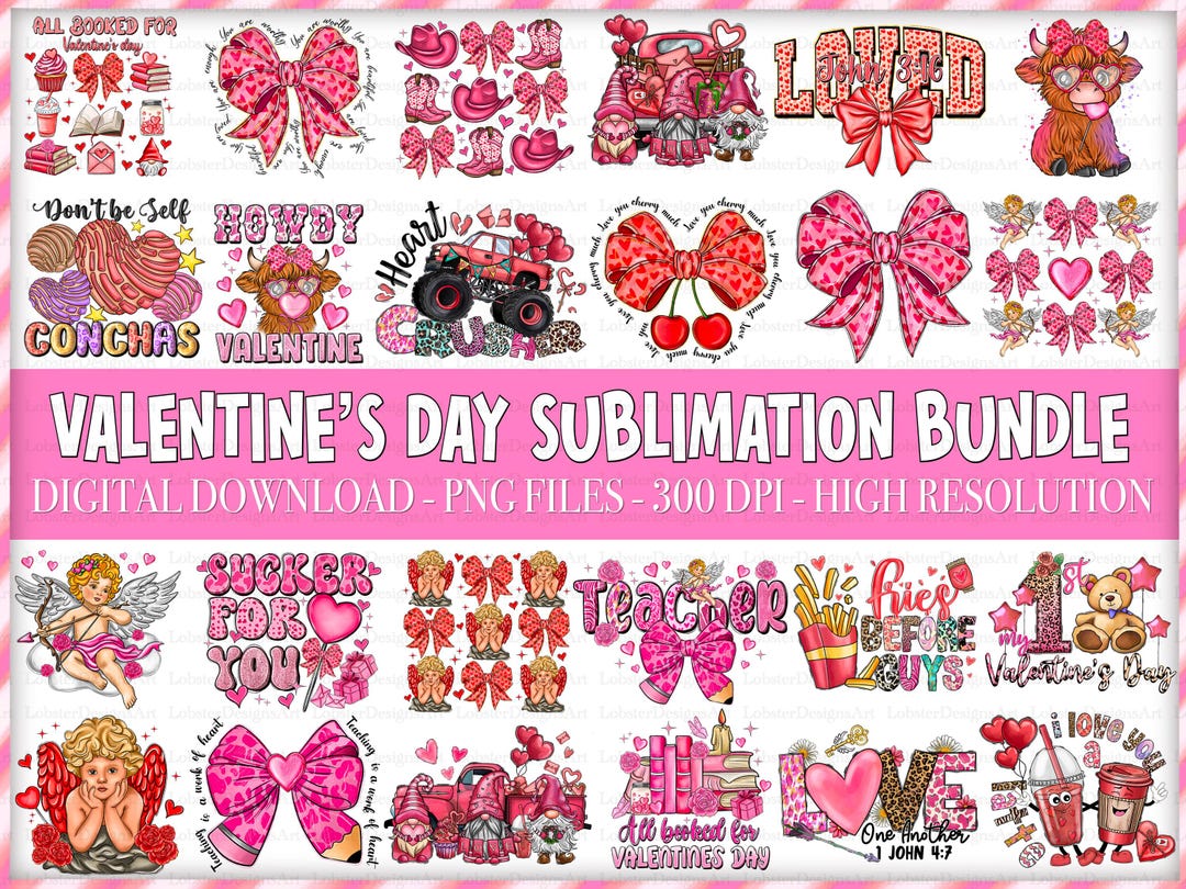 Valentine's Day Bundle Png, 100+ Png, Valentine Png, Trendy Valentines ...