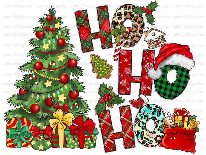 Merry Christmas Ho Ho Ho Leopard Christmas Christmas Tree - Etsy