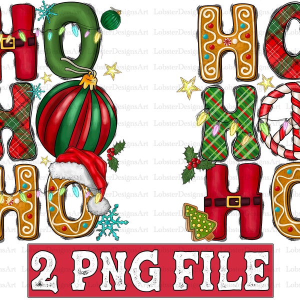 Ho Ho Ho Png, Joyeux Noël Png, Noël Bundle Png, bonbons, arbre de Noël, Noël Design Png, téléchargement numérique, sublimation