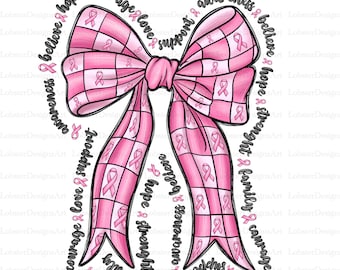 Pink Bow Breast Cancer Png, Breast Cancer Awareness png, Together We Fight We Win Bow Coquette Png, Breast Cancer Png, Pink Ribbon Png