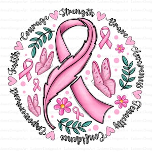 Awareness Ribbon Png, Breast Cancer PNG, Ribbon Png, Breast Cancer Awareness Png, Cancer Png, Sublimation Design, Digital Download