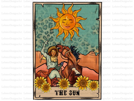 Tarot card sun Sublimation Design Png, Tarot Png, Tarot cards Png, Sunflower Png, Western png, Cowgirl, Desert png, Sun png, Western Tarot