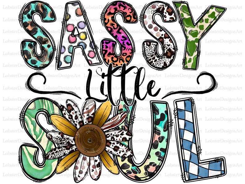 Sassy Little Soul Png, Sunflower Png, Leopard, Western, Western Design, Hand Drawn, Sublimation Design, Digital Download, Sublimation Png image 2