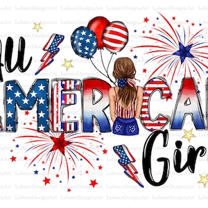 All American Girl Png, 4th of July PNG File, Happy 4th of July ...