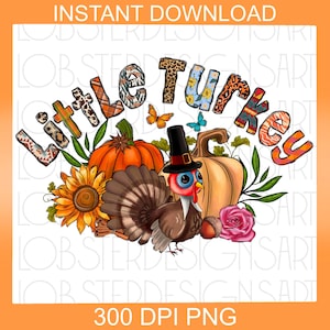 Little Turkey Png, Thanksgiving Western Cute Turkey Png Sublimation Design,Thanksgiving Turkey Png,Western Thanksgiving Png,Instant Download
