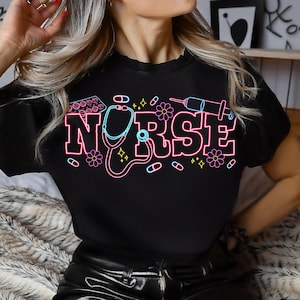 Neon Nurse Png Sublimation Design Digital Download, Nurse Appreciation Design Png For Shirts, Spring Cute Nurse Design Png, Neon RN Nurse