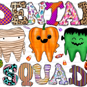 Dental Squad PNG, Halloween Clipart, Dental png, Halloween Sublimation, Witches, Spooky png, Instant Download, Printable Design, Teeth png