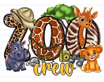 Zoo Crew PNG, Digital Download, Sublimation, Kids, Giraffe, Animal png, Kids Zoo Trip Png, Safari Party png, Western png, Safari Life png