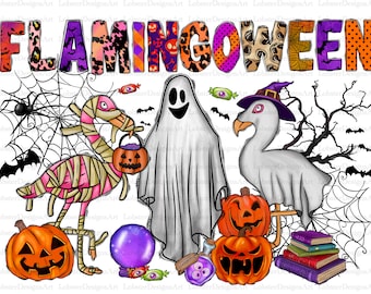 Flamingoween Png,Flamingo Halloween Png,Happy Flamingoween Png,Spooky Flamingo Png,Witchy Pumpkin Boo,Halloween Party Gift png,Halloween png