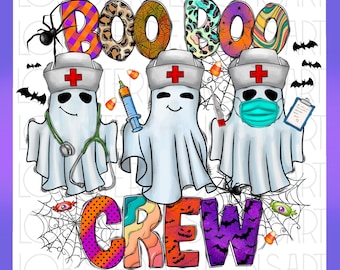 Boo Boo Crew PNG Sublimation Design,Nurse Halloween Png,Ghost Nurse With Glasses Png,Boo Boo Crew Halloween,Ghost Nurse,Digital Downloads