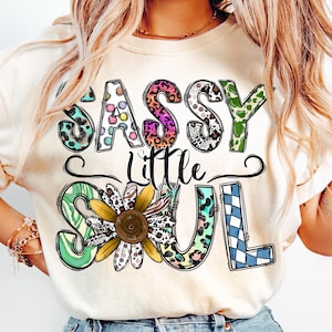 Sassy Little Soul Png, Sunflower Png, Leopard, Western, Western Design, Hand Drawn, Sublimation Design, Digital Download, Sublimation Png image 3