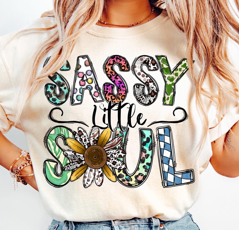 Sassy Little Soul Png, Sunflower Png, Leopard, Western, Western Design, Hand Drawn, Sublimation Design, Digital Download, Sublimation Png image 3