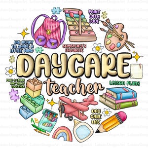 Daycare Teacher Png Sublimation Design, Childcare Png, Teacher Life Png, Trendy Sublimate Design, Digital Download, Sublimation Designs