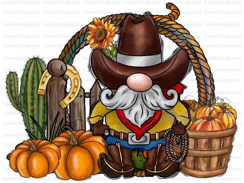 Cowboy Fall Gnomes Png Sublimation Design, Fall Png, Western Png, Pumpkin Png, Cowboy Gnome Png,Autumn Leaves Png, Fall Png Downloads image 1