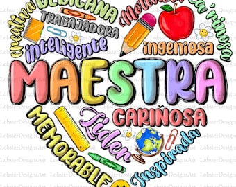 Maestra Word Png, Teacher Life Png, Teach Love Inspire, Spanish Teacher, Back To School, Teacher Appreciation Gift, Maestra School Png