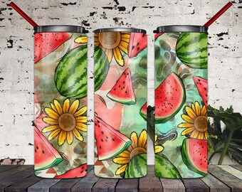 Summer Tumbler, Summer Tumbler Png, 20oz Skinny Tumbler,Western,palm tree, Watermelon png, Summer png, Sublimation Designs