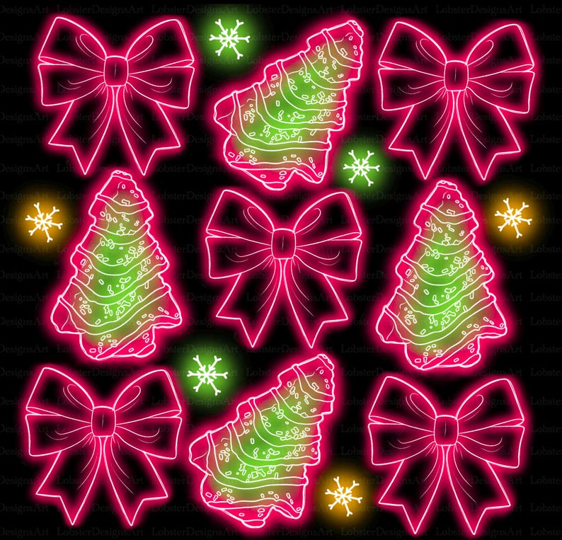 Neon Coquette Christmas Neon PNG, Christmas Png, Neon Christmas Png