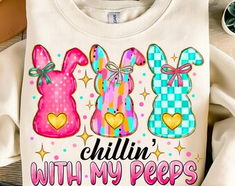 Chillin with my peeps png, Easter png, Easter bunny coquette png, Easter Brushstroke Png, Happy Easter png, bunny png, Easter bunny png