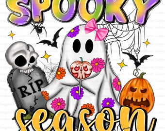 Spooky Season PNG, Halloween Sublimation Digital Design Download,ghost png, ghost png, girly halloween png, cute ghost png, Digital Download