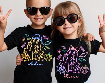Halloween Ghost Neon Png, Retro Halloween Neon Png, Halloween Girl And Boy Png, Spooky Season Png, Social Club Png, Trendy Halloween Png