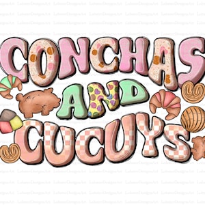 Concha&#39;s and cucuys png sublimation design download, Mexican png, Mexican dessert png, Mexico png, Mexican food png, sublimate download