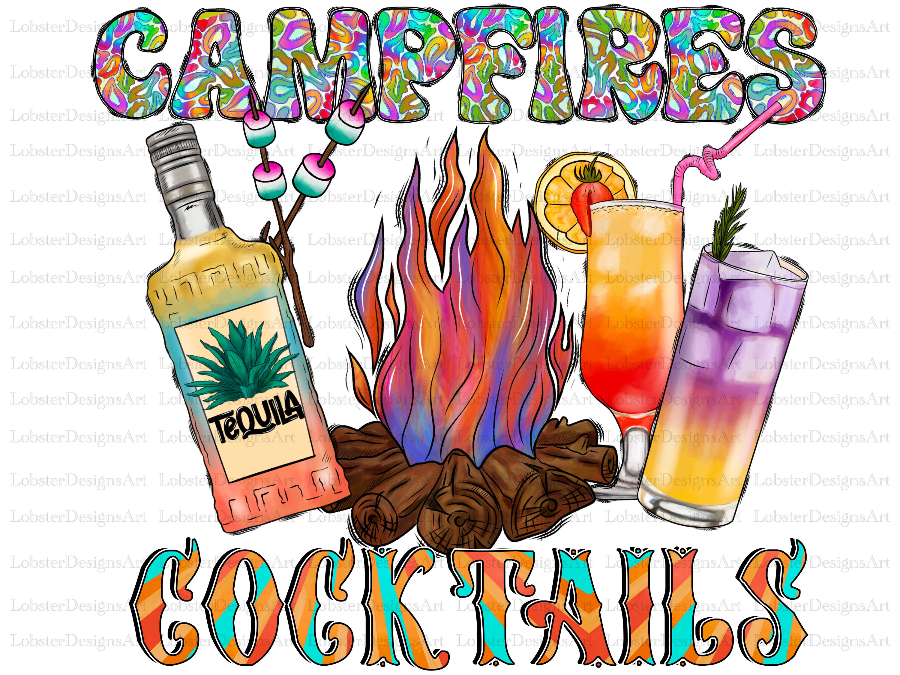 Campfires And Cocktails Png, Western, Camp Png, Camp Fire, Cocktails, Camping Design, Tequila, Margarita,Digital Download,Sublimation Design