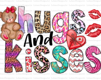 Hugs And Kisses Png, Love Valentine's Day PNG, Valentines png, Valentines Day, Heart, Western Png, Sublimation Design, Digital Download