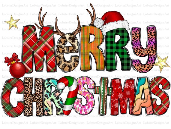 Merry Christmas PNG File Sublimation Designs Download - Etsy