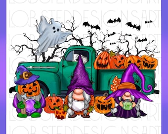 Halloween Truck Png, Happy Halloween Png, Boo Png, Truck Png, Gnome Png, Bat Png, Pumpkin Png, Digital Download, Sublimation Design