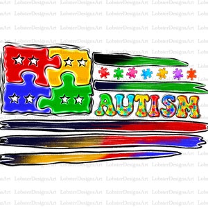 Autism Flag Png, Autism png sublimation design download, Autism Awareness Png, Autism USA Flag png, Autism Png, sublimate designs download