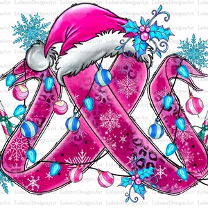 Pink Christmas Breast Cancer png sublimation design download, Merry Christmas png, Cancer ribbon png, Breast Cancer png, designs download
