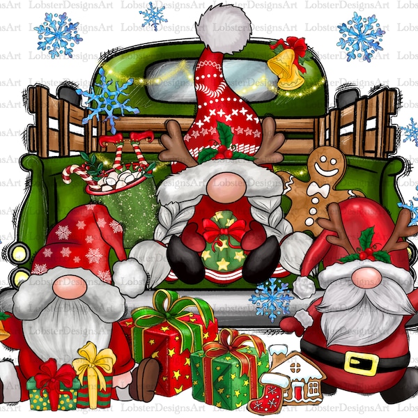 Christmas Gnome  Truck Png,Christmas Png, Merry Christmas Png,Christmas Truck Png,Christmas Gnome Png,Truck Png,Truck Gnome,Digital Download