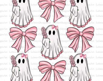 Halloween Cute Ghost png, Coquette Bow Halloween png, Halloween png, ghost png, Spooky Season png, Coquette png, Sublimation png designs