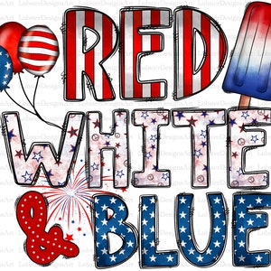 Red White Blue Png, America, USA, Western, 4th of July, American Flag, Ice Cream, Red White Blue Design, Digital Download,Sublimation Design