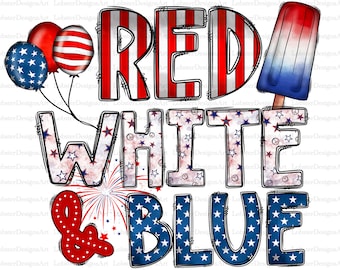 Red White Blue Png, America, USA, Western, 4th of July, American Flag, Ice Cream, Red White Blue Design, Digital Download,Sublimation Design
