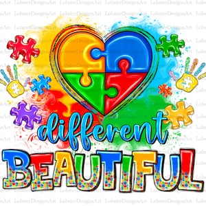 Different is beautiful Autism png sublimation design download, Autism Awareness png, Autism heart png, sublimate designs download