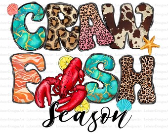 Crawfish Season Png, Glitter, Crawfish, Watercolor, Corn Png, Leopard, Crawfish Design, Sublimation Design, Digital Download