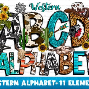 Western Alphabet Bundle Png, Cowhide Alphabet Png, Western Doodle Letters Png, Leopard Alphabet png, Clip Art Letters Png,sublimate download