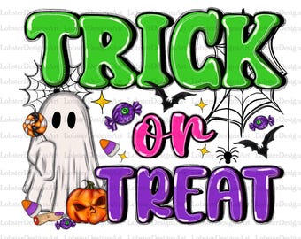Trick Or Treat Png, Halloween Png, Candy Png,Ghost PNG, Halloween Design, Spider web, Spooky Season Png,Digital Download, Sublimation Design