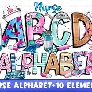 Nurse Alphabet Bundle Png, Nurse Png, Nurse Doodle Letters Png, western letters png, Clip Art Letters Png, sublimate designs download